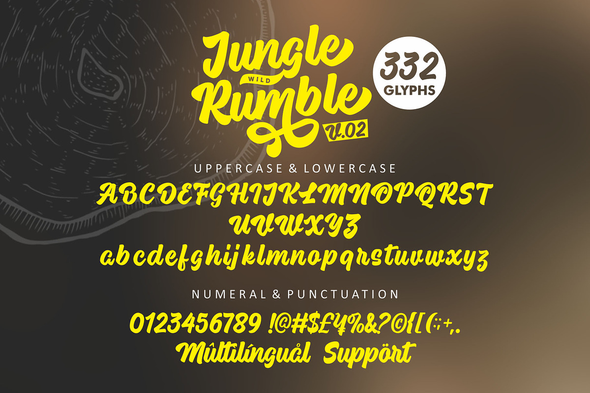 Jungle Rumble - Retro script Font, a Script Font by Four Lines Std. (Photo 8 of 11)