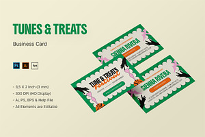 Tunes & Treats Fest - Business Card, a Business Card Template by StreaksideStd