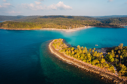 Island and blue water in tropical summer, a Nature Photo by Art Rachen