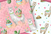 Cute Llamas digital paper pack, a Pattern Graphic by designloverstudio (Thumbnail 4 of 7)