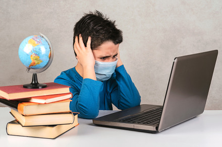 angry child with surgical mask, a School & Education Photo by esthermm