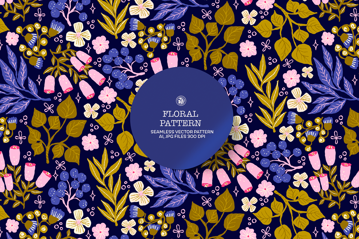 Floral Vector Pattern v2, a Pattern Graphic by Webvilla Studio (Photo 1 of 6)