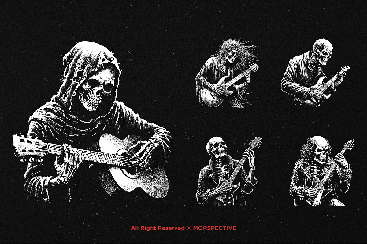 10 Bundle Dark Art Skull Guitarist, an Illustration by Morspective (Photo 3 of 7)