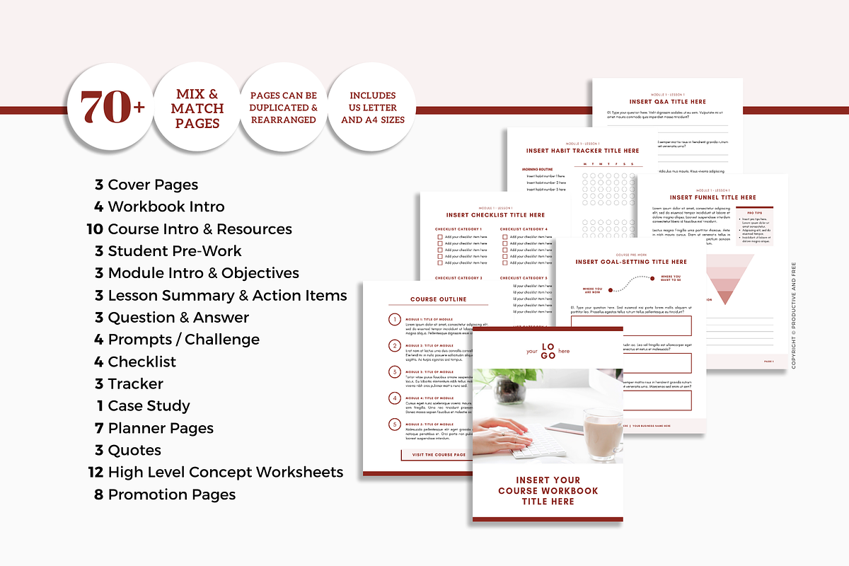 Canva Workbook Template Courses, a Magazine Template by ProductiveandFree (Photo 2 of 21)
