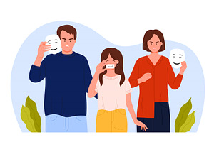 Family Dynamics with Hidden Emotions, an Illustration by Flashvector