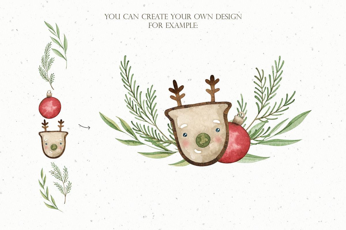 Watercolor Cozy Christmas set, an Illustration by OrangePeafowlArt (Photo 3 of 15)
