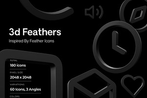 3D Feather Icons Pack - 180 Icons