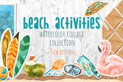 Beach Activities Collage Watercolor, a Food Illustration by Cat In Colour (Thumbnail 1 of 8)