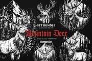 10 Bundle Dark Art Mountain Deer, an Illustration by Morspective (Thumbnail 1 of 7)