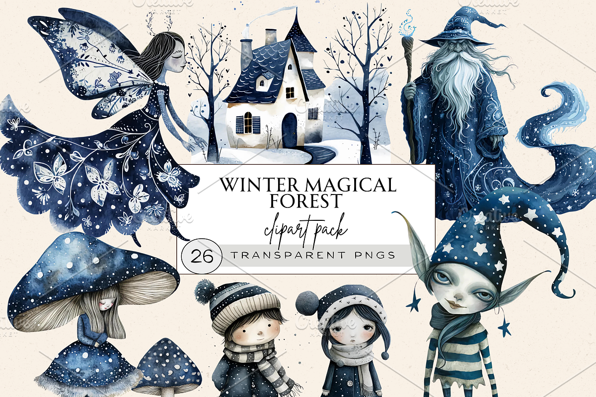 WINTER MAGICAL FAIRY FOREST CLIPART, a Person Illustration by Daring Digies (Photo 1 of 9)