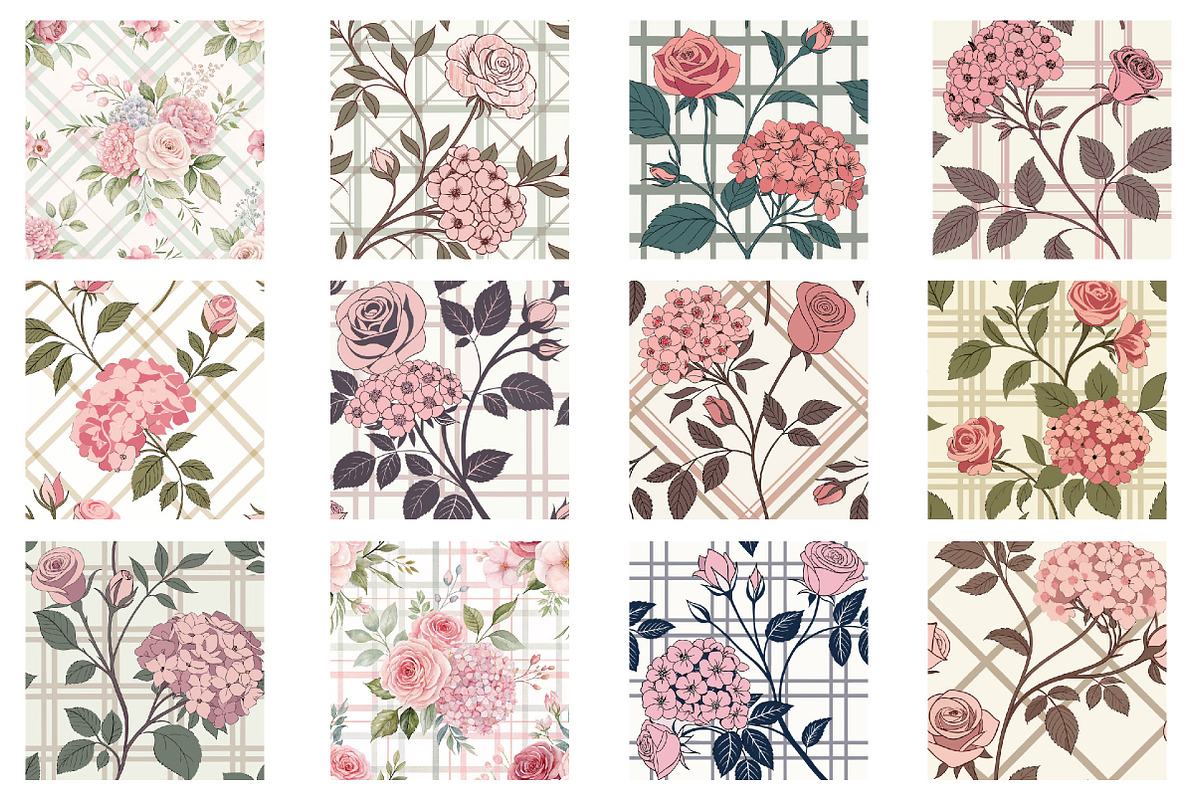 Floral Plaid Digital Papers, an Arts & Entertainment Photo by Wow Magic (Photo 2 of 2)