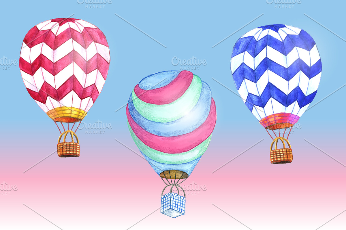 Hot air balloon, a Transportation Illustration by El Design (Photo 2 of 2)