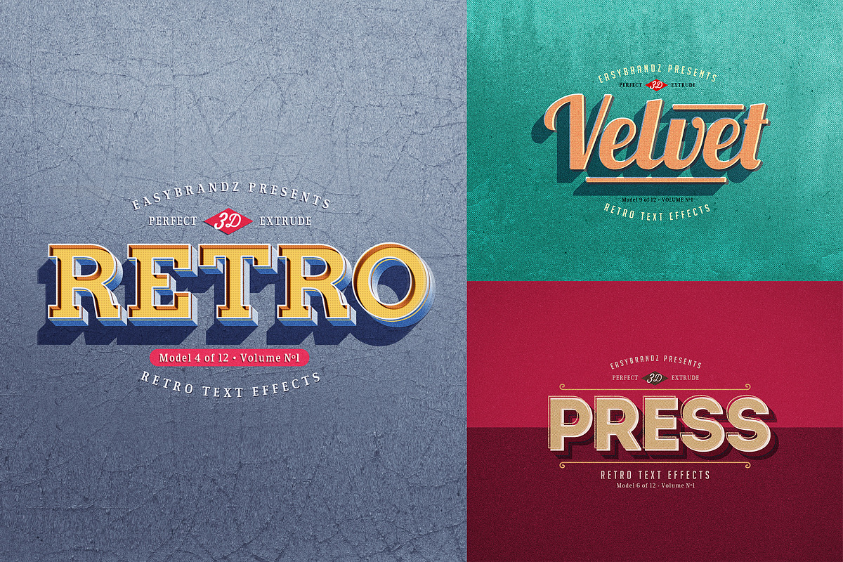 Retro Text Effects V.01, a Brushes & More by Easybrandz (Photo 3 of 5)