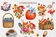 Watercolor Autumn Harvest Clipart, a Seasonal Illustration by DiashaArt (Thumbnail 3 of 17)