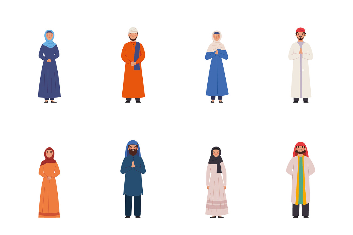 Muslim Characters Illustration Set