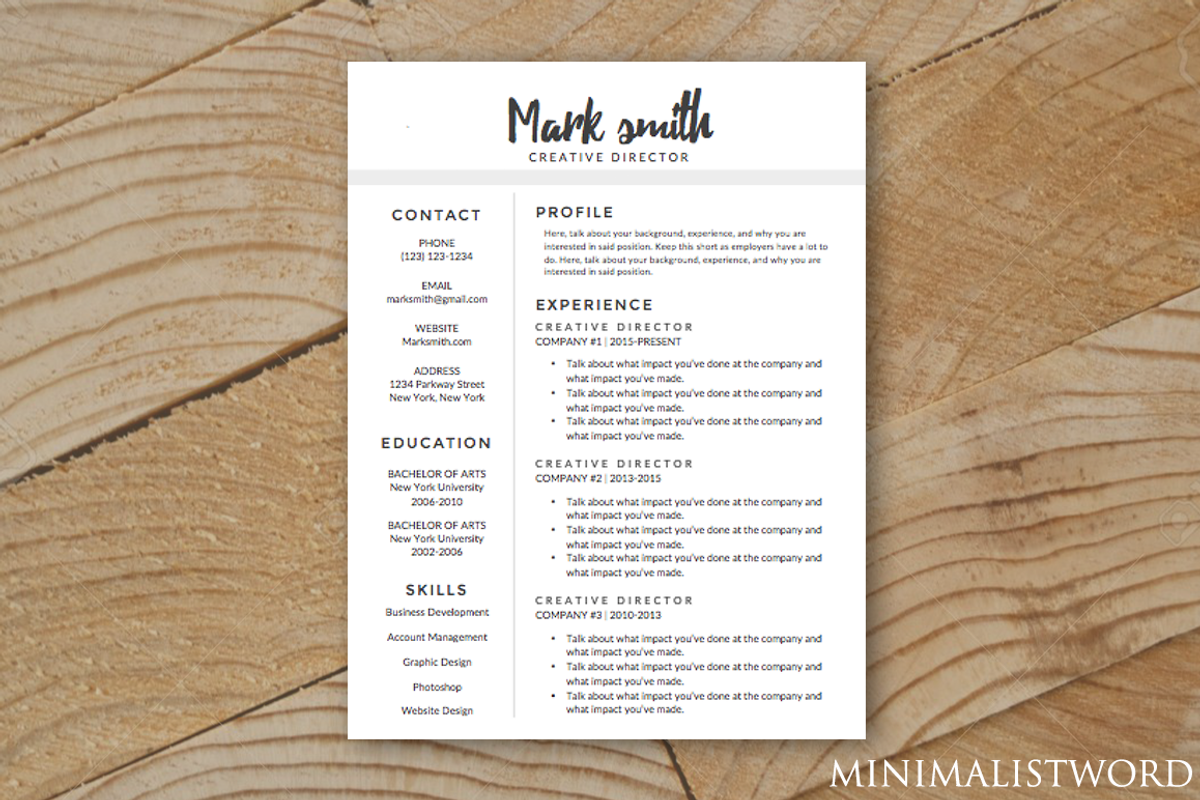 Elegant Resume Template - MS Word, a Resume Template by MinimalistWord