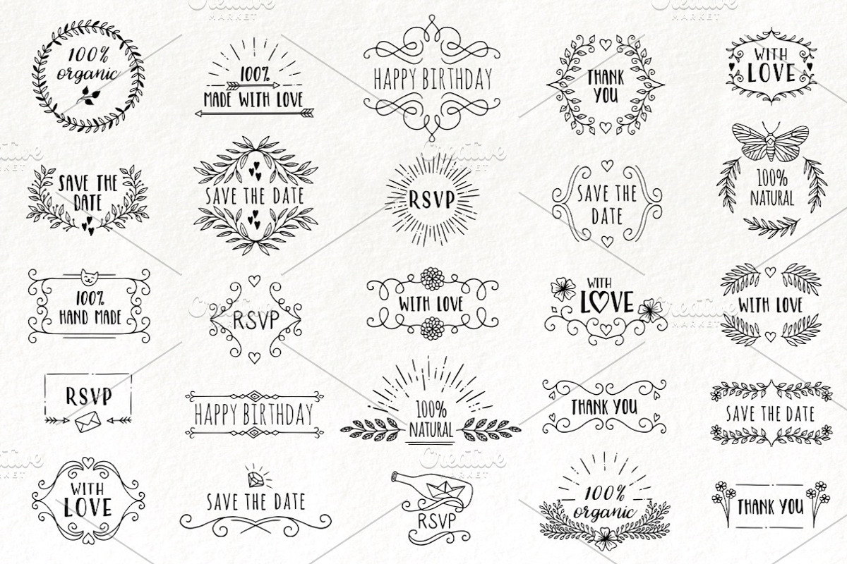 75 Hand-Sketched Logos, a Branding & Logo Template by Franzi draws (Photo 4 of 5)