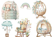 Watercolor Boho Baby Shower Clipart, a Graphic by Digitals Art Hub (Thumbnail 6 of 8)