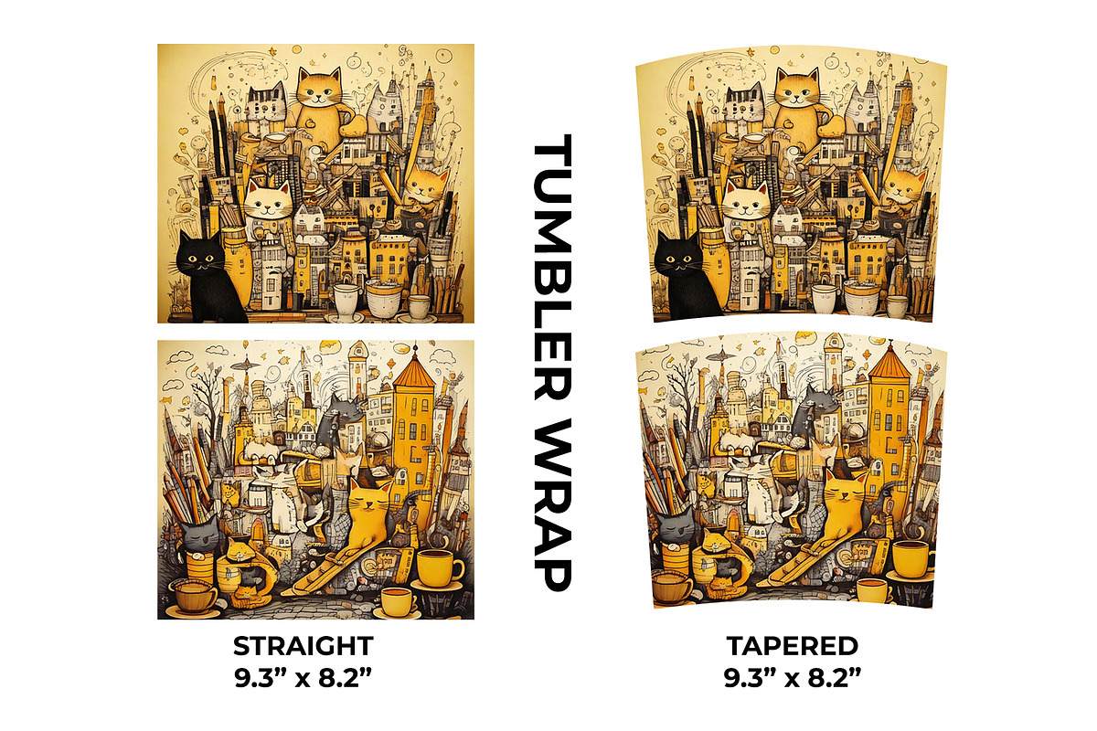 Doodle Cat 20oz Skinny Tumbler Wrap, an Object Graphic by Mockmenot (Photo 3 of 3)