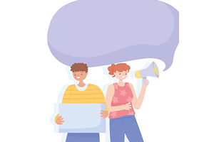 people protesting megaphone, a Person Illustration by studiogstock