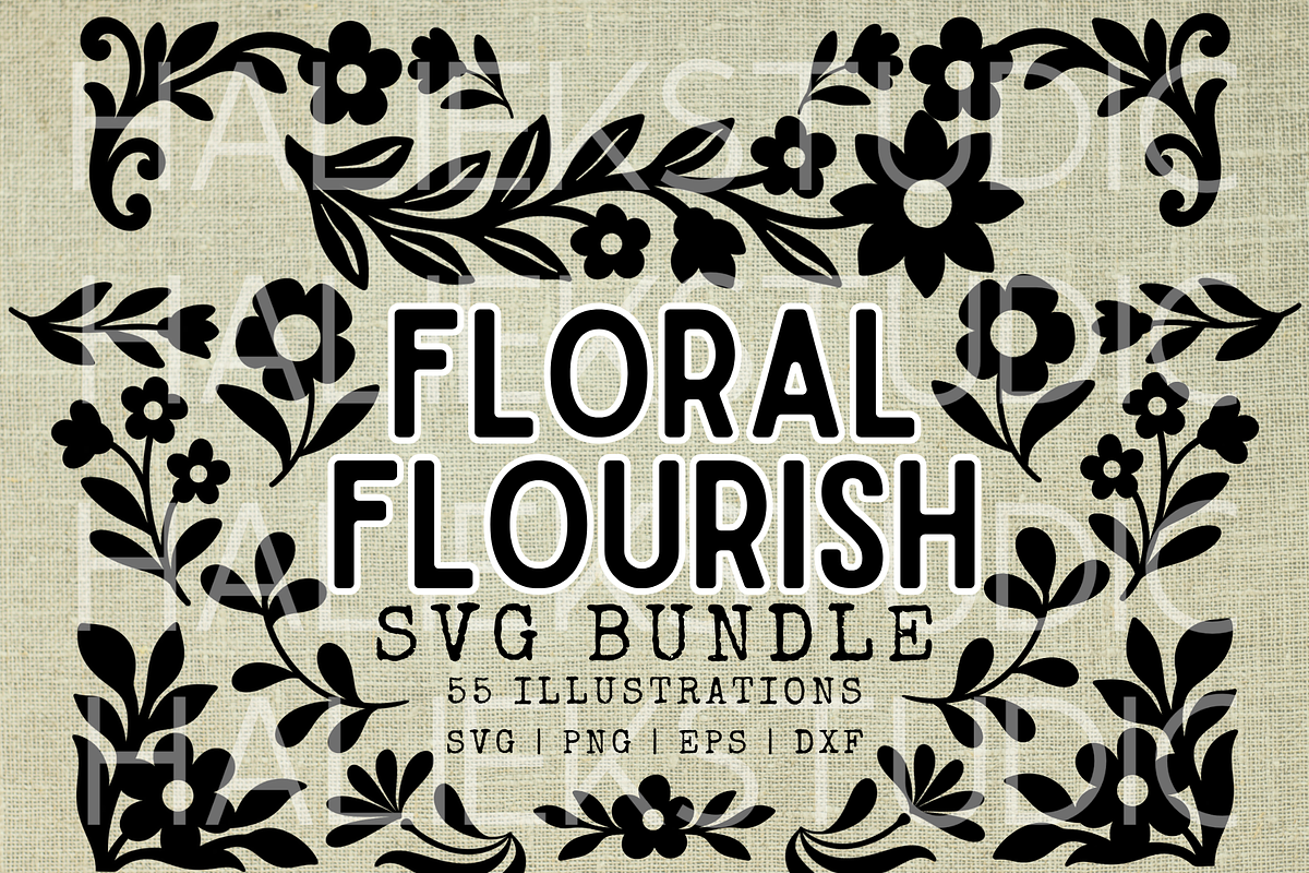 55 Floral Flourish SVG Illustrations, a Decorative Illustration by HalieKStudio (Photo 1 of 9)