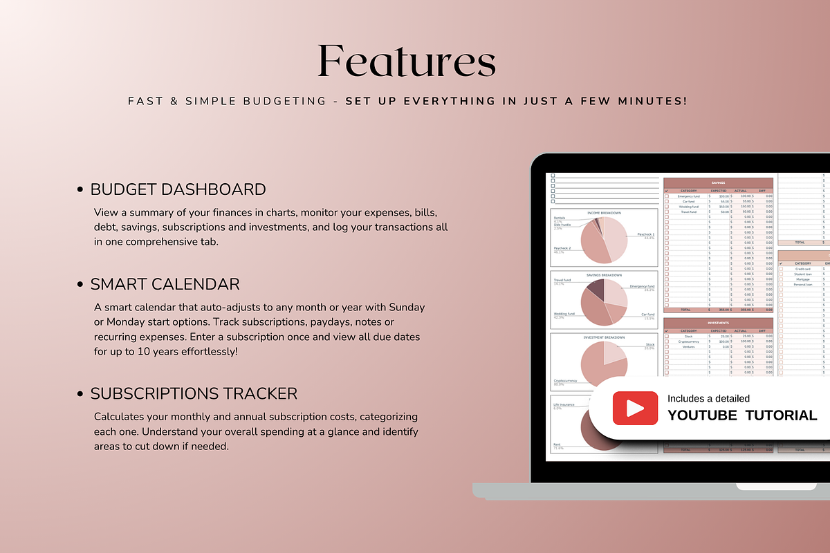 Standard Monthly Budget - Neutral, a Templates & Theme by The Creative Plans co (Photo 3 of 10)