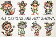 Cute Animal Holding Shamrock Clipart, an Animal Illustration by RobertsArt (Thumbnail 3 of 6)