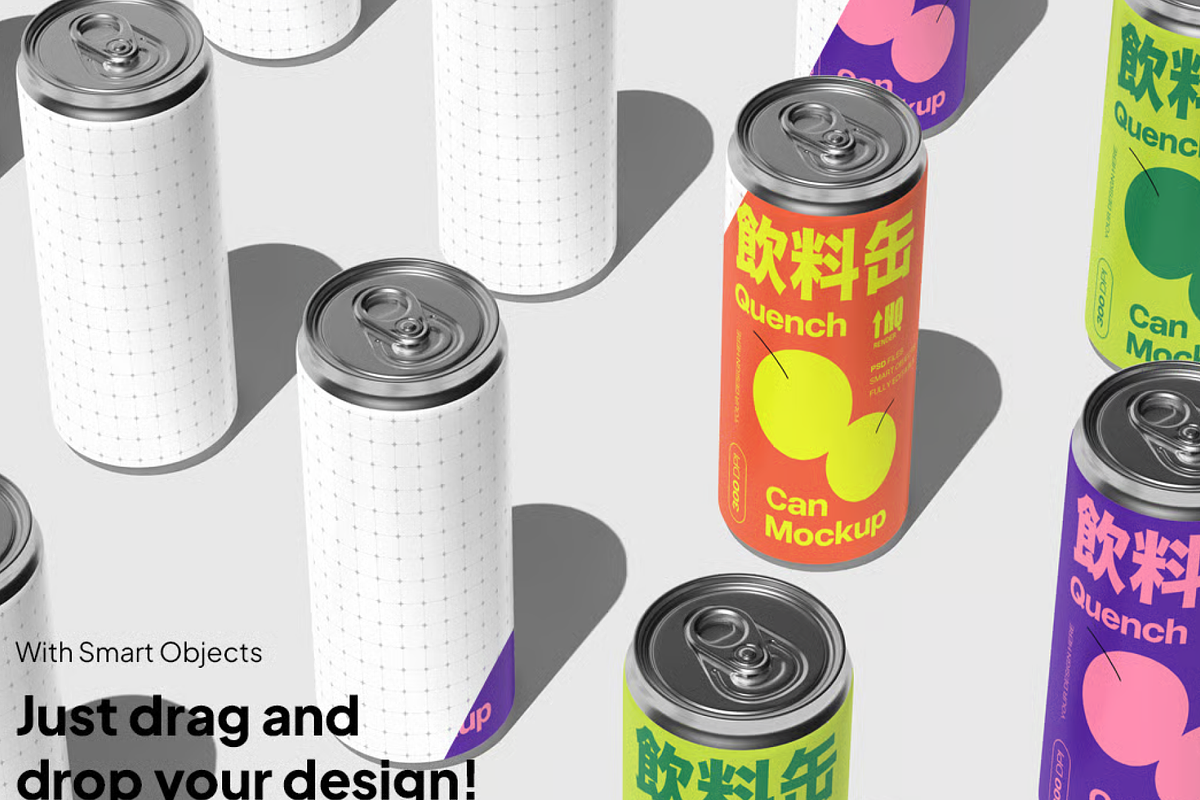 Editable Beverage Can, a Packaging Mockup by graphicsauce (Photo 3 of 4)