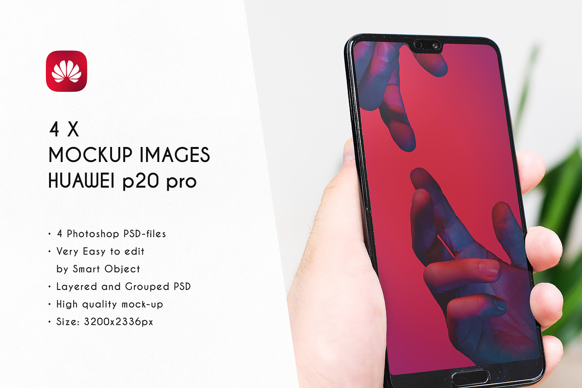 4 Huawei P20 Pro Mockup, an iPhone Mockup by khoai_tây (Photo 1 of 7)