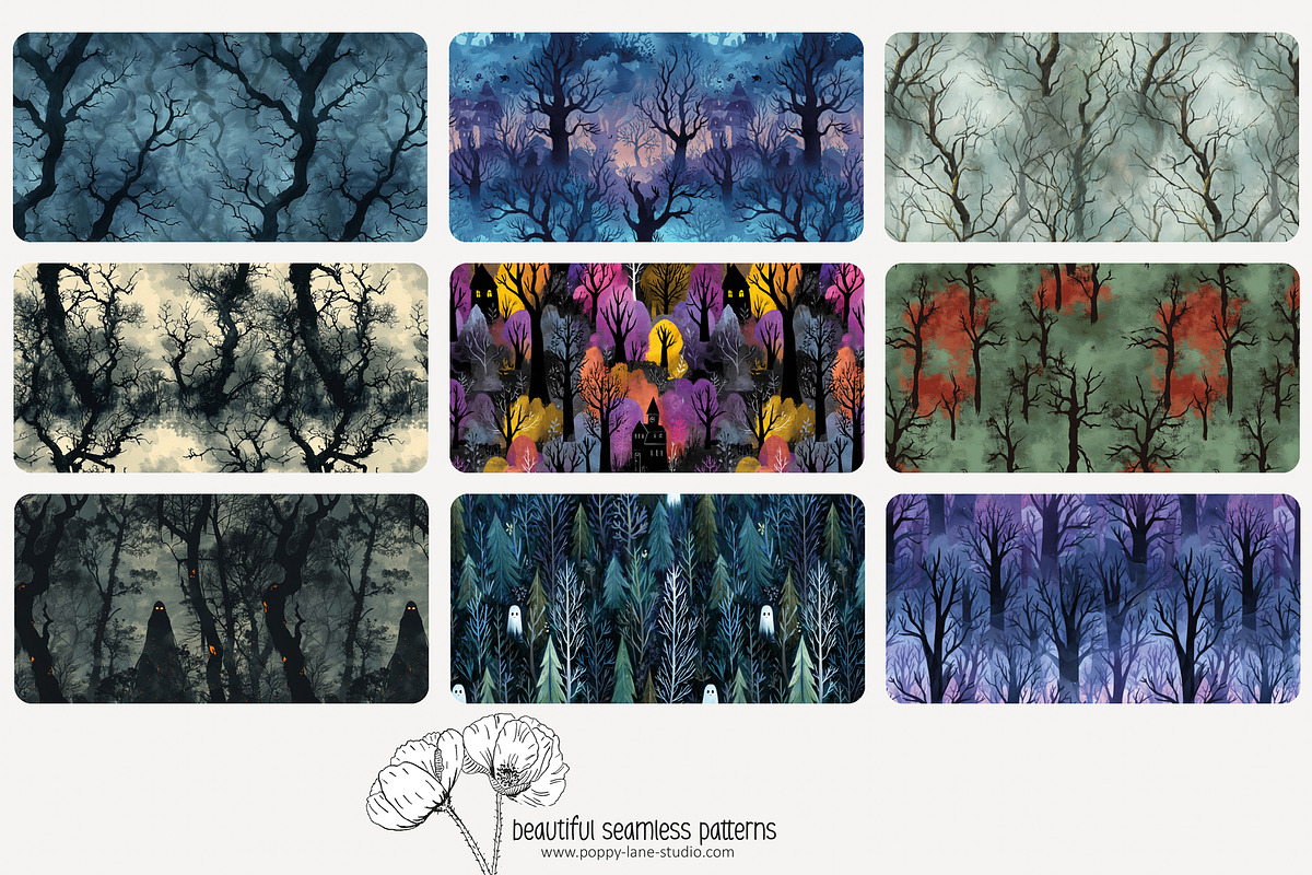 70 haunted forest seamless pattern, a Pattern Graphic by Poppy Lane Studio