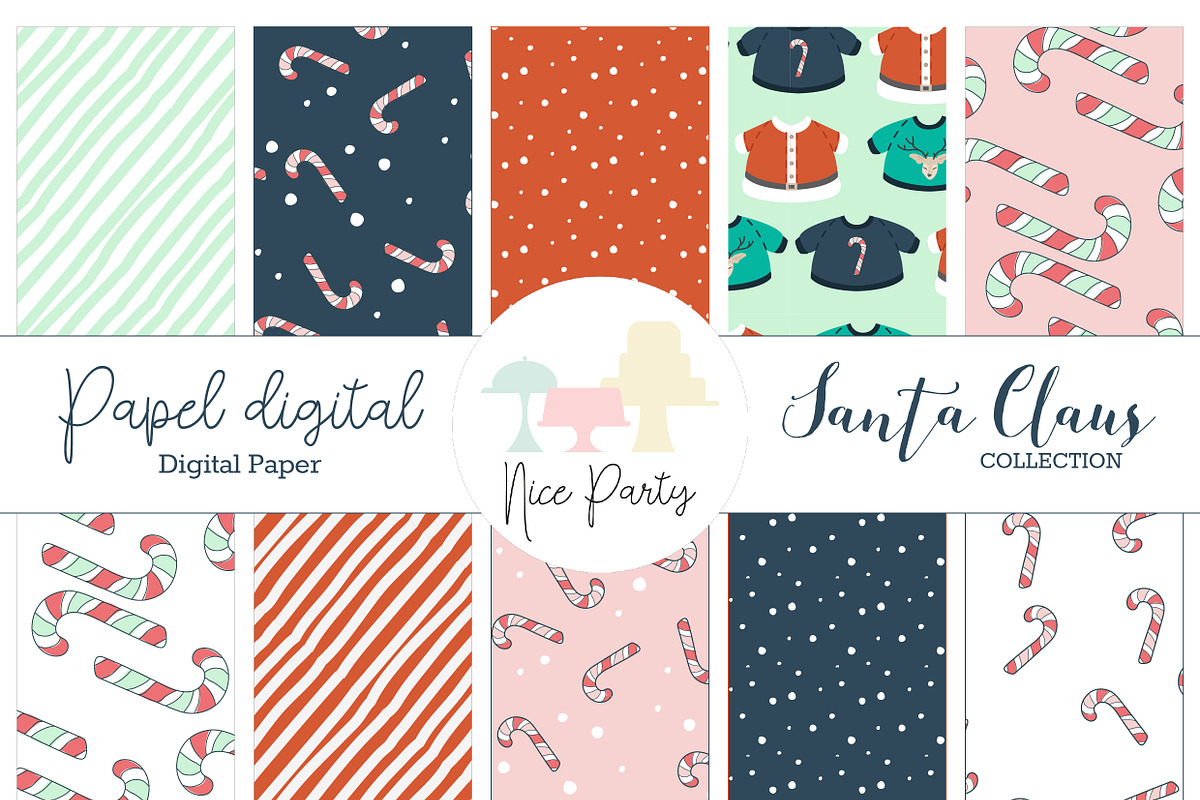 Santa Claus simple patterns, a Pattern Graphic by Superkitina (Photo 1 of 5)