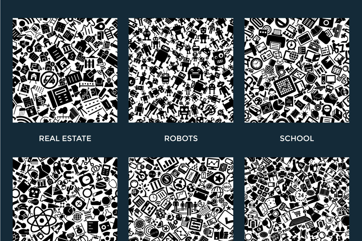 72 Glyph Icon Patterns, a Pattern Graphic by Creative Stall