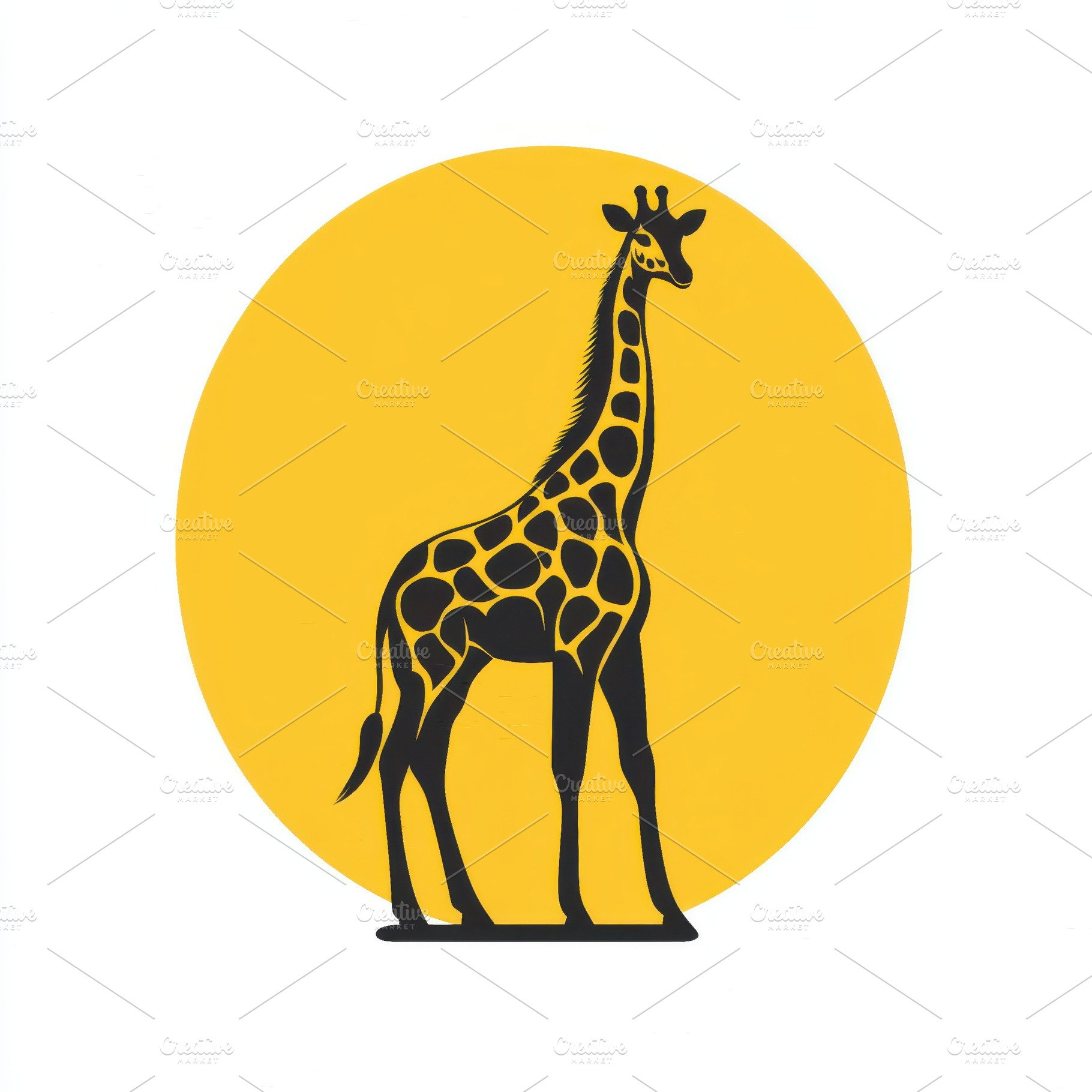 Black Giraffe Silhouette Yellow Sun, an Animal Photo by Pixeness Studio