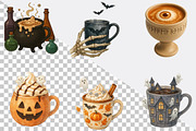 Watercolor Halloween Coffee Clipart, an Illustration by SVGArt (Thumbnail 3 of 8)