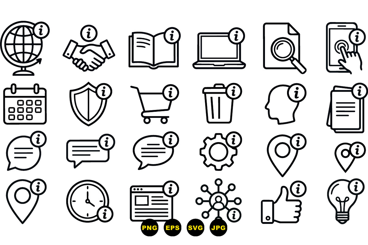 Info Icon Line Art Set, an Illustration by designvectx (Photo 3 of 3)