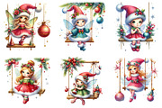Christmas Fairy on Swing Sublimation, a Seasonal Illustration by Libby Wishes (Thumbnail 2 of 5)
