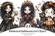 Whimsical Halloween Girl Clipart, a Seasonal Illustration by CreationArt (Thumbnail 1 of 5)