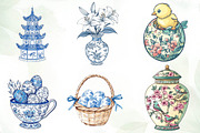 Easter Chinoiserie Sublimation Clipa, an Illustration by CreationArt (Thumbnail 4 of 5)