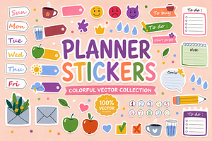 Planner Stickers, an Education Illustration by alexdndz