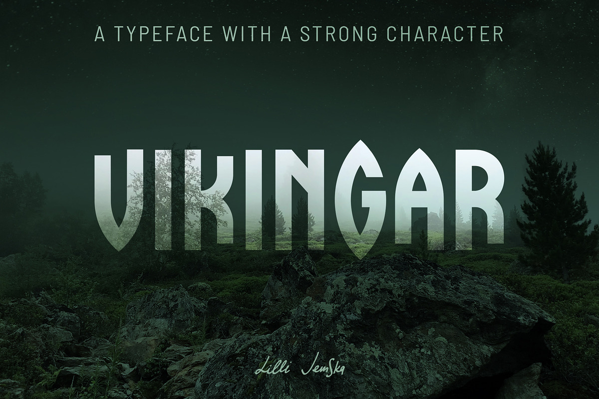 VIKINGAR display font, a Sans Serif Font by Lilli Jemska Studio (Photo 1 of 10)