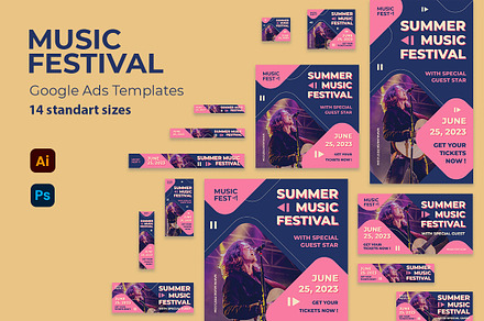 Music Festival Google Ads Banner, a Marketing Template by kerismaker