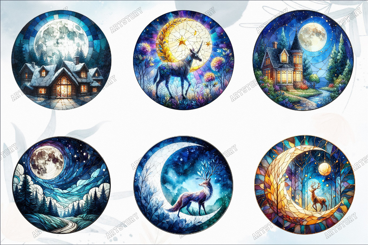 Round Moonlit Nights Stained Glass, a Graphic by designcity5 (Photo 3 of 5)