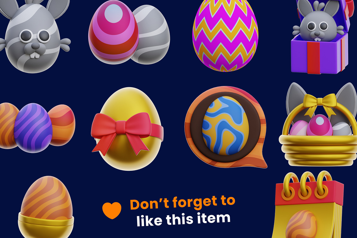 Cute Easter Day 3D Illustrations, an Environmental 3D Model by orenjidesign (Photo 7 of 8)
