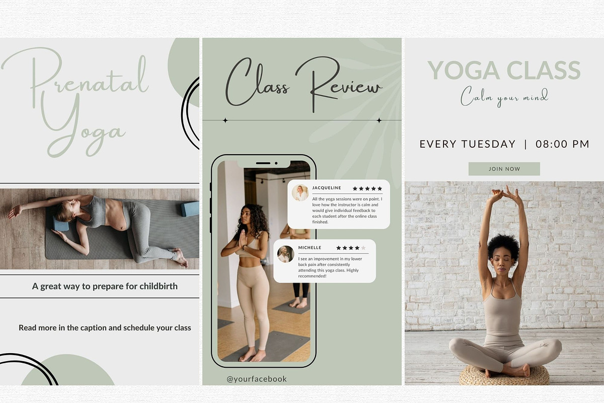 35 YOGA Stories Templates Canva, a Social Media Template by Talipic Designs (Photo 3 of 6)