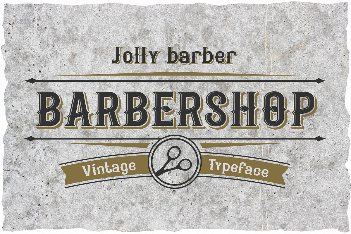 Jolly Barber. Vintage typeface, a Font by Fractal fonts & graphics (Photo 1 of 5)