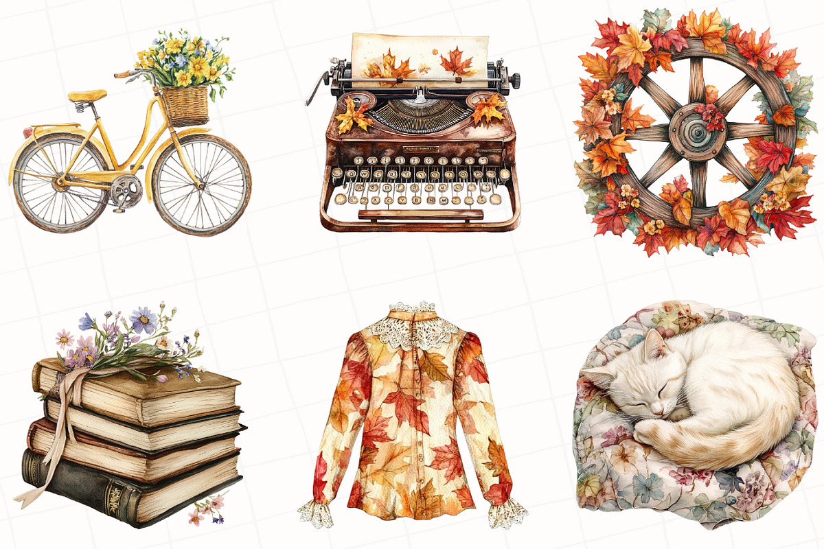 Watercolor Floral Autumn Clipart, an Illustration by OK Design (Photo 4 of 5)