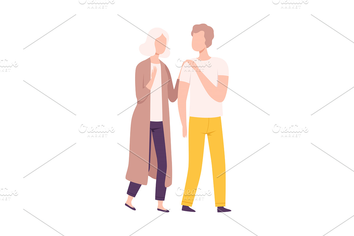 Mother and Her Adult Son, Happy, a Person Illustration by TopVectors