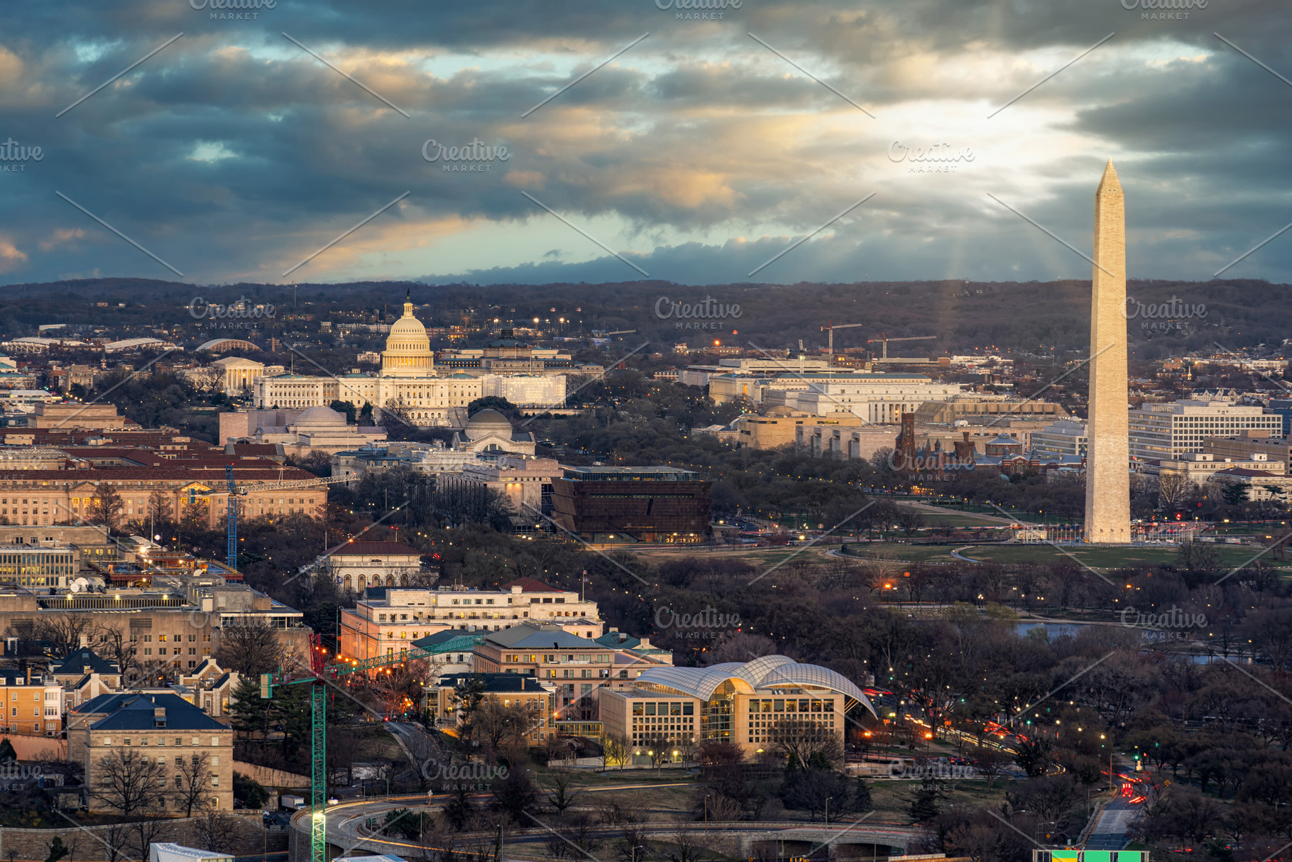 Top view scene of Washington DC down, an Architecture Photo by Tzido Gallery