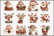 Christmas Santa & Reindeer Clipart, an Illustration by Sublimation Artist (Thumbnail 3 of 6)