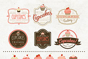 Six Vintage Cupcake Badge, an Illustration by SasiHouse (Thumbnail 2 of 2)